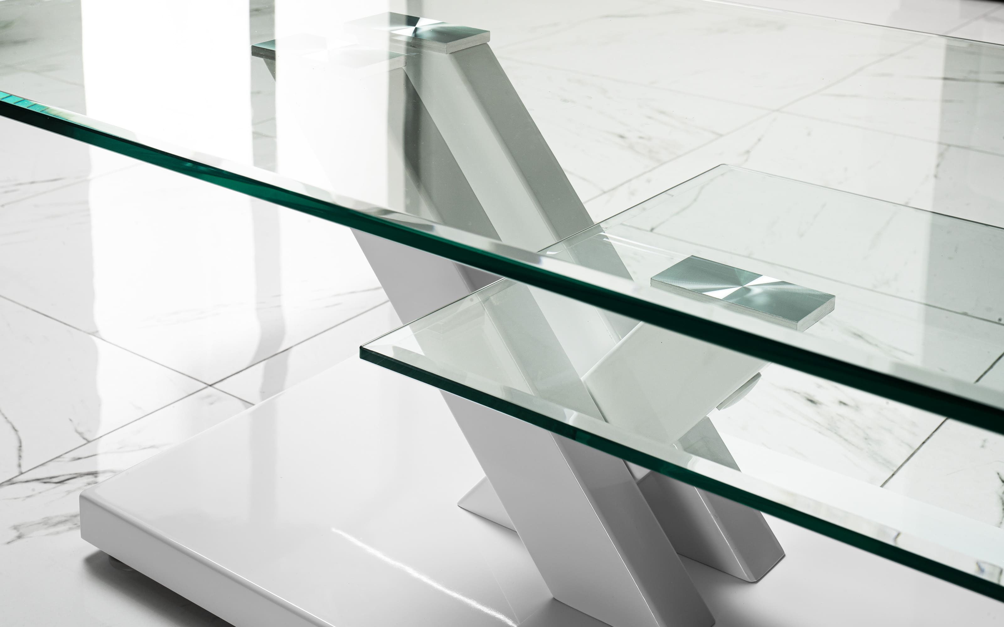 IDMarket - Tavolino Da Salotto ALICIA Con Base A X In Effetto Massello: Design Moderno, Piano In Legno E Gambe Bianche. Dimensioni 100x60x45 Cm, Facile Da Montare.