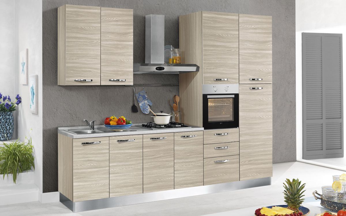 Stella: Cocina bloqueada composición izquierda, efecto olmo natural