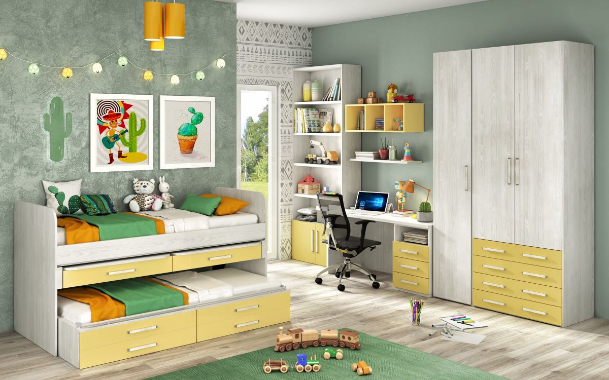 Dormitorio juvenil modular Una combinación de colores que creará un