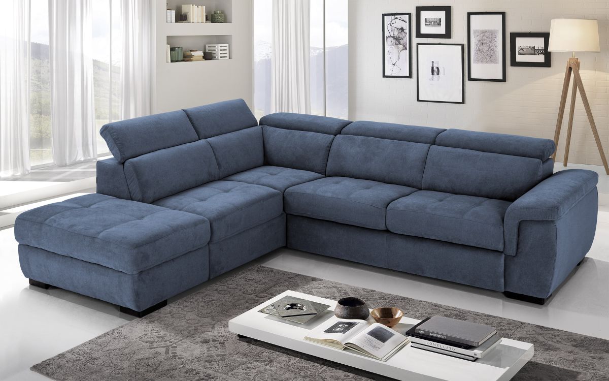Sofá cama rinconero 3 plazas con península contenedor a la izquierda y